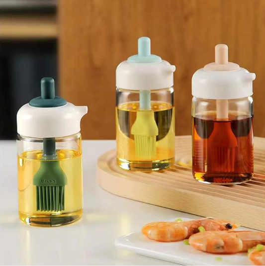 2 in 1 Glass Oil dispenser jar / Bottle with brush (1 Set) by Own Hydrate