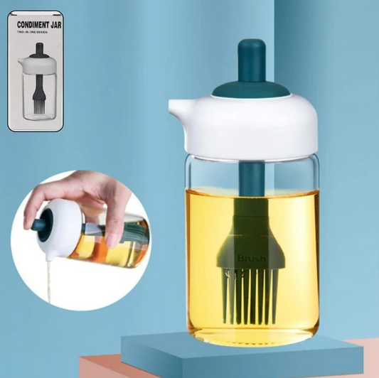 2 in 1 Glass Oil dispenser jar / Bottle with brush (1 Set) by Own Hydrate